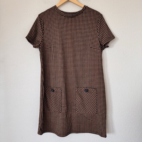 Brown Houndstooth Dress Womens Dress Size 10 Womens Dress Ladies Primark Brown - Picture 1 of 7